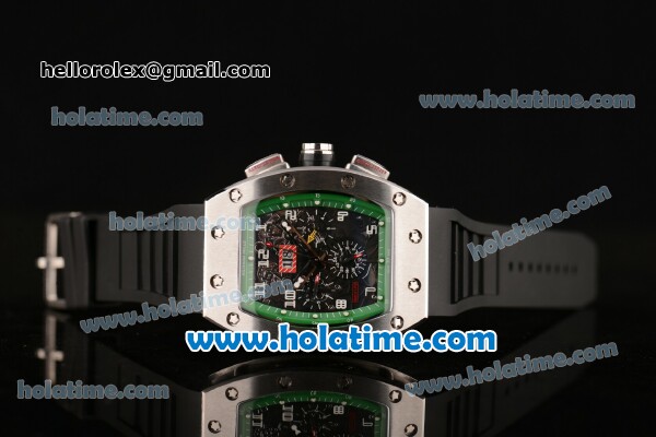 Richard Mille RM 011 Asia 2813 Automatic Steel Case with Black Rubber Bracelet White Markers and Black Dial - Click Image to Close